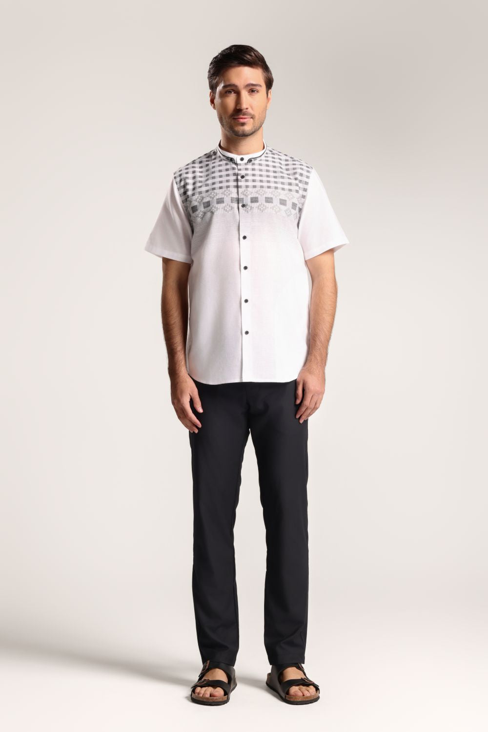 MOC Kemeja Koko Lengan Pendek Pria Azizul - Grey