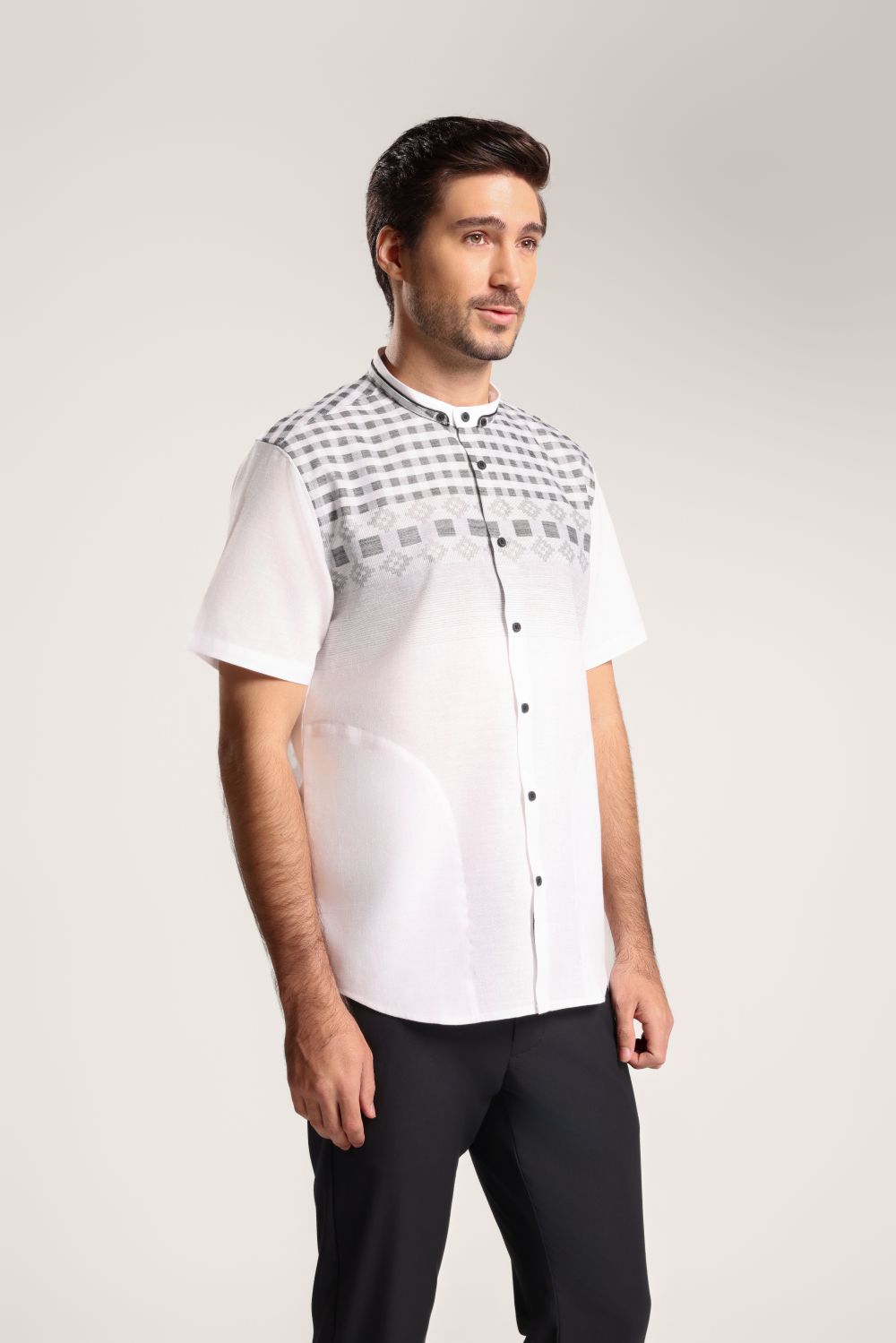 MOC Kemeja Koko Lengan Pendek Pria Azizul - Grey