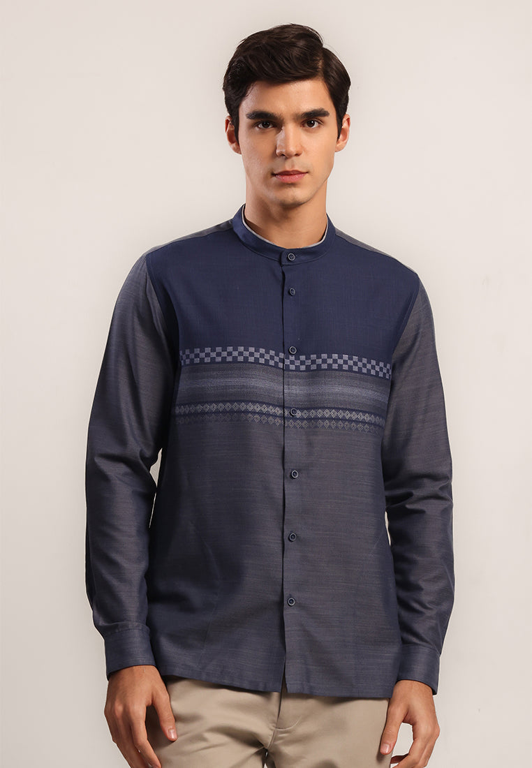MOC - Kemeja Koko Lengan Panjang Pria Azraq - Navy