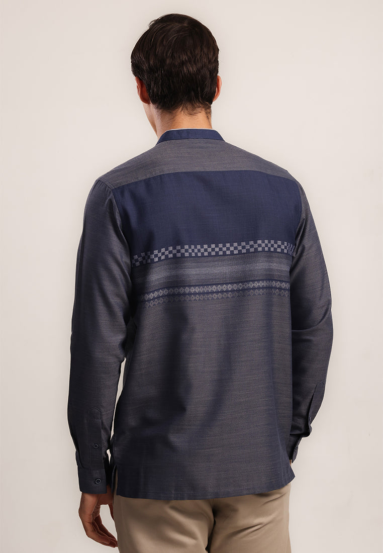 MOC - Kemeja Koko Lengan Panjang Pria Azraq - Navy