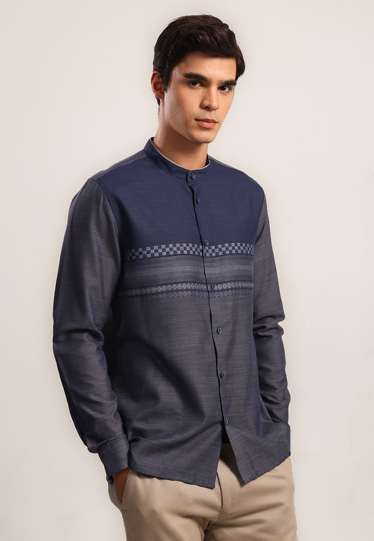MOC - Kemeja Koko Lengan Panjang Pria Azraq - Navy