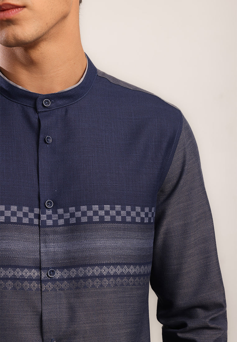 MOC - Kemeja Koko Lengan Panjang Pria Azraq - Navy