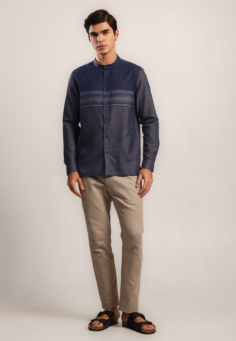MOC - Kemeja Koko Lengan Panjang Pria Azraq - Navy