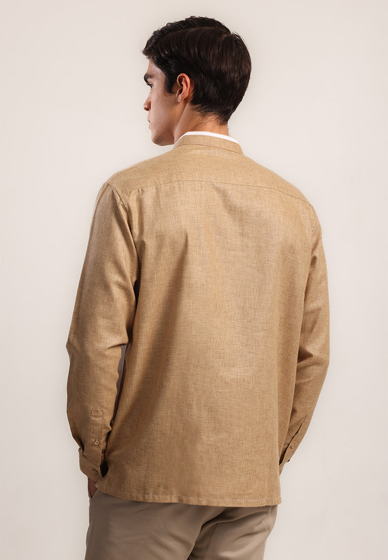 MOC Kemeja Koko Lengan Panjang Pria Bagdad - Khaki