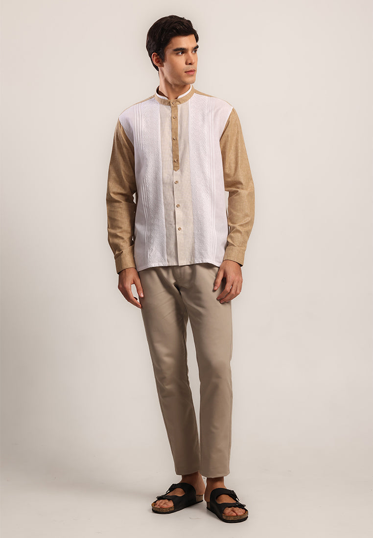 MOC Kemeja Koko Lengan Panjang Pria Bagdad - Khaki