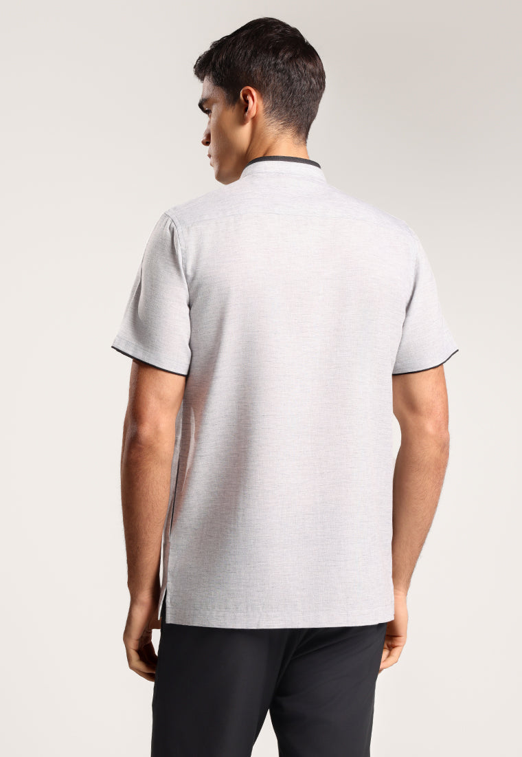 MOC Kemeja Koko Lengan Pendek Pria Bakhar - Grey