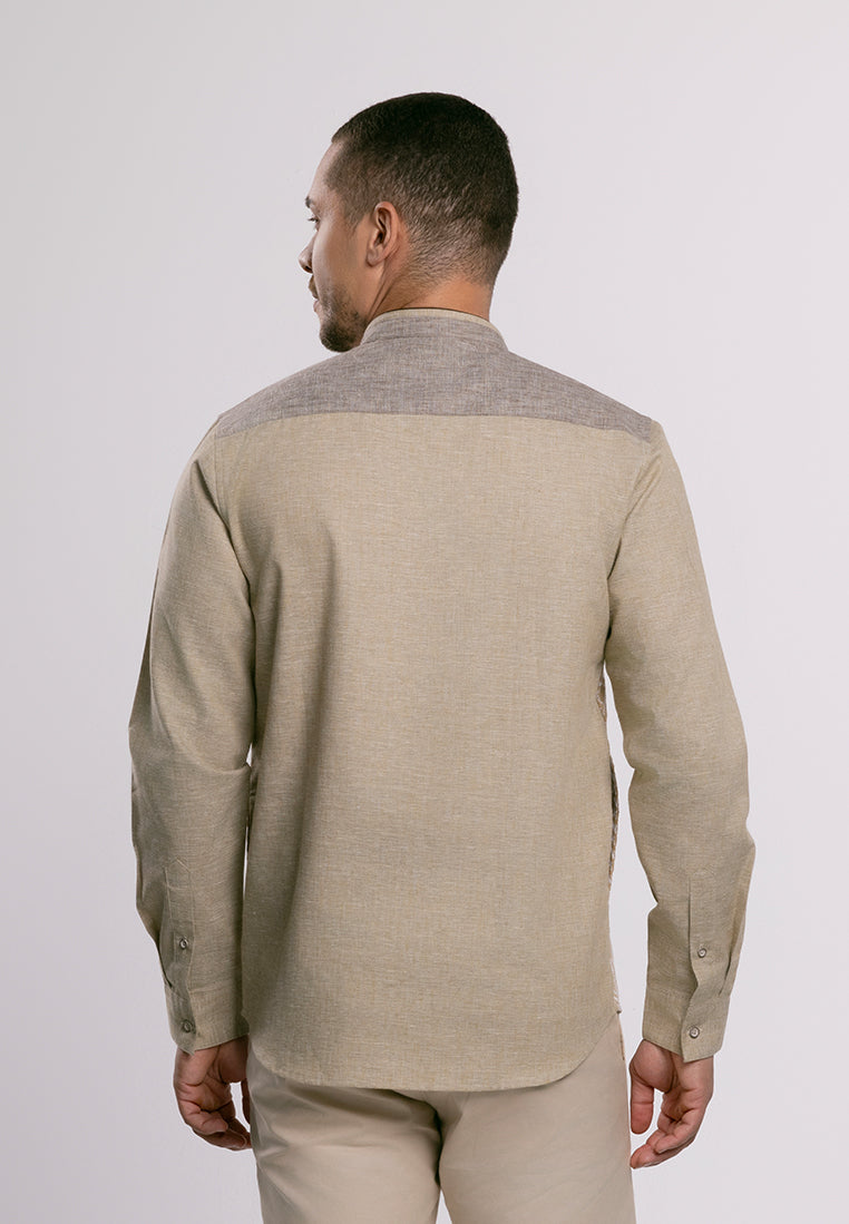 MOC - Kemeja Koko Lengan Panjang Pria Bilal - Khaki