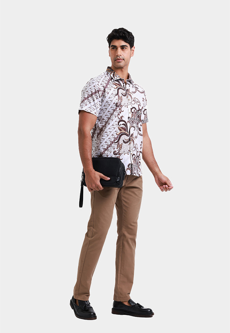 MOC Kemeja Batik Lengan Pendek Pria KAIMANA - WHITE