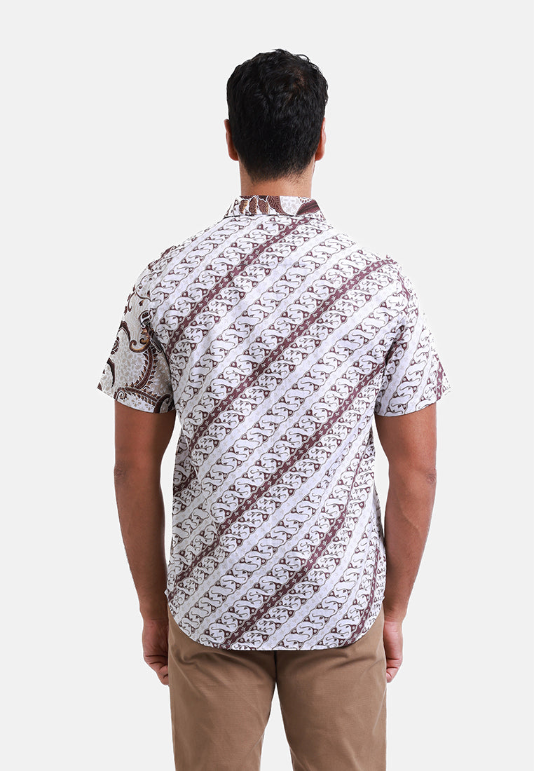 MOC Kemeja Batik Lengan Pendek Pria KAIMANA - WHITE