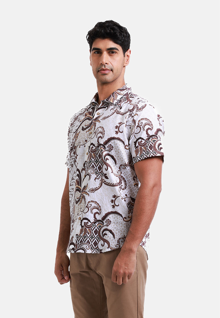 MOC Kemeja Batik Lengan Pendek Pria KAIMANA - WHITE