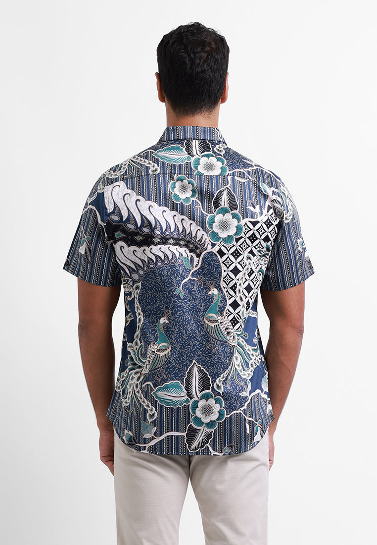 MOC Kemeja Batik Lengan Pendek Pria NGURAH - NAVY