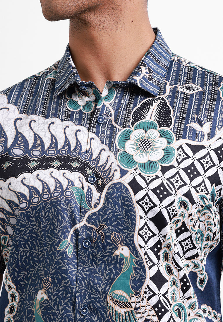 MOC Kemeja Batik Lengan Pendek Pria NGURAH - NAVY