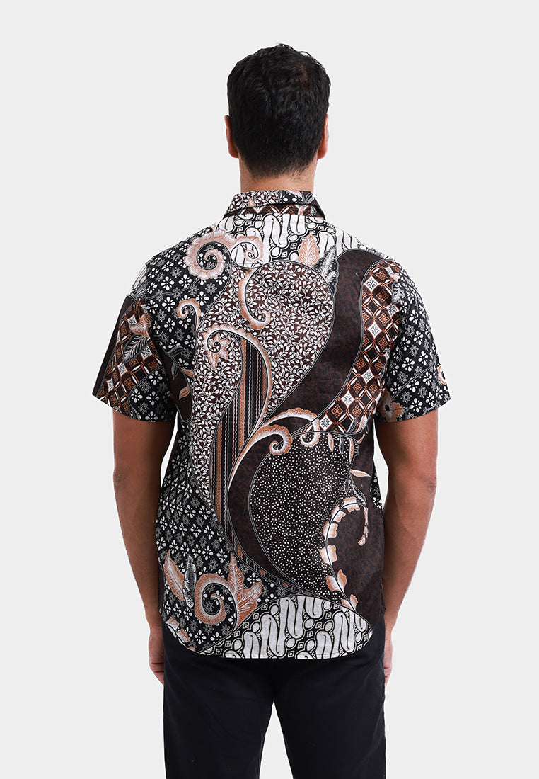 MOC Kemeja Batik Lengan Pendek Pria DANURAJEN - BLACK