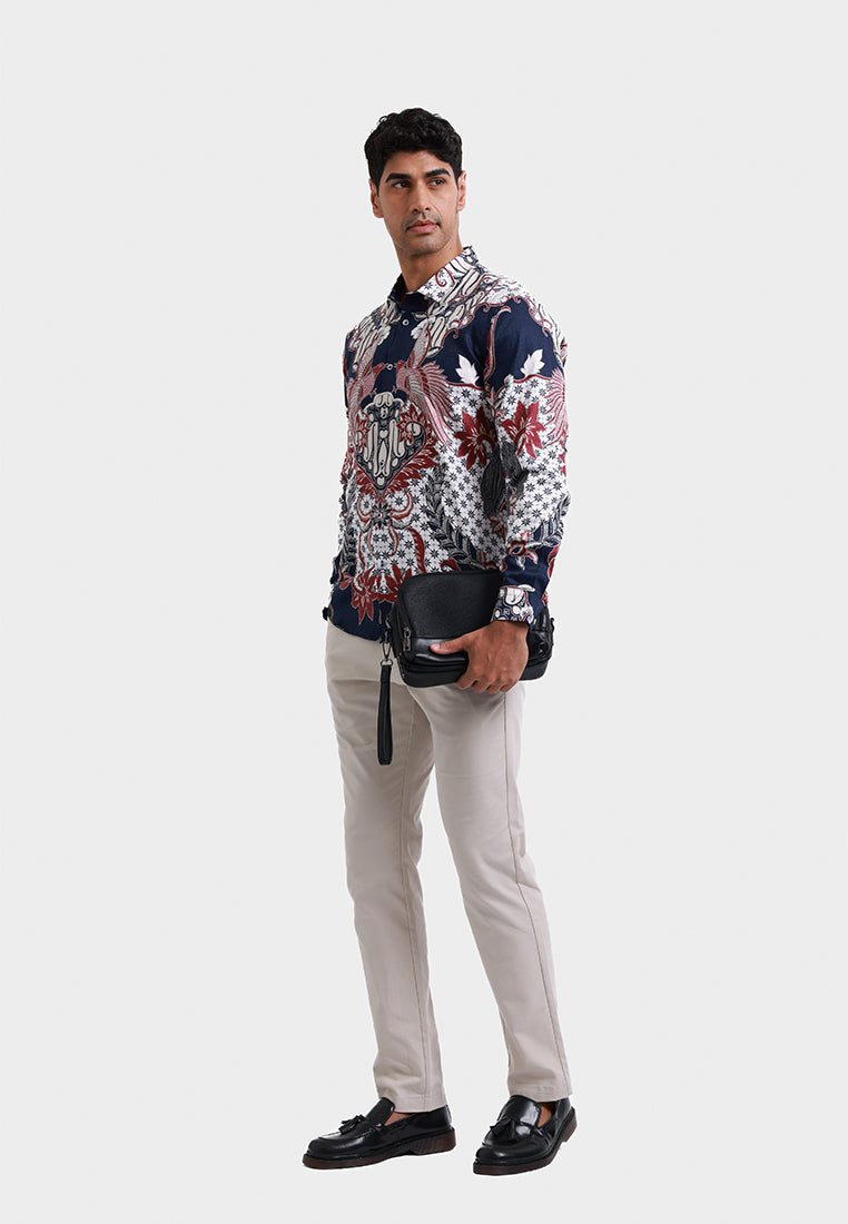 MOC Kemeja Batik Lengan Panjang Pria PANINGGARAN - NAVY