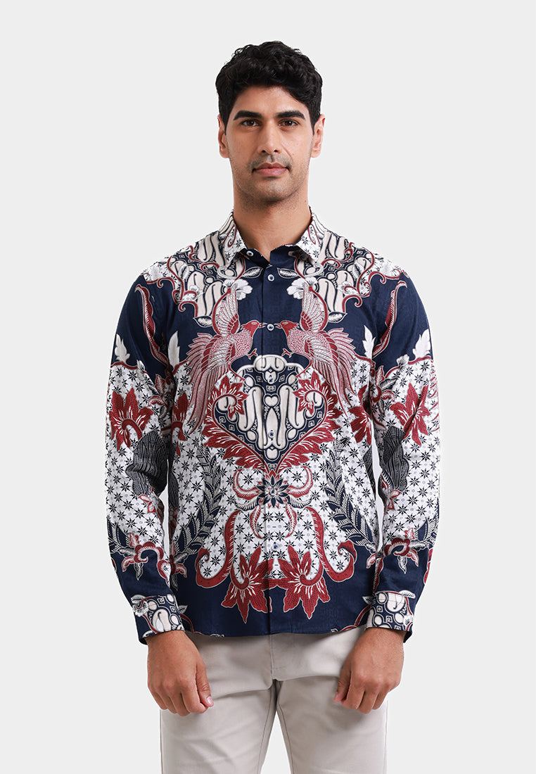 MOC Kemeja Batik Lengan Panjang Pria PANINGGARAN - NAVY