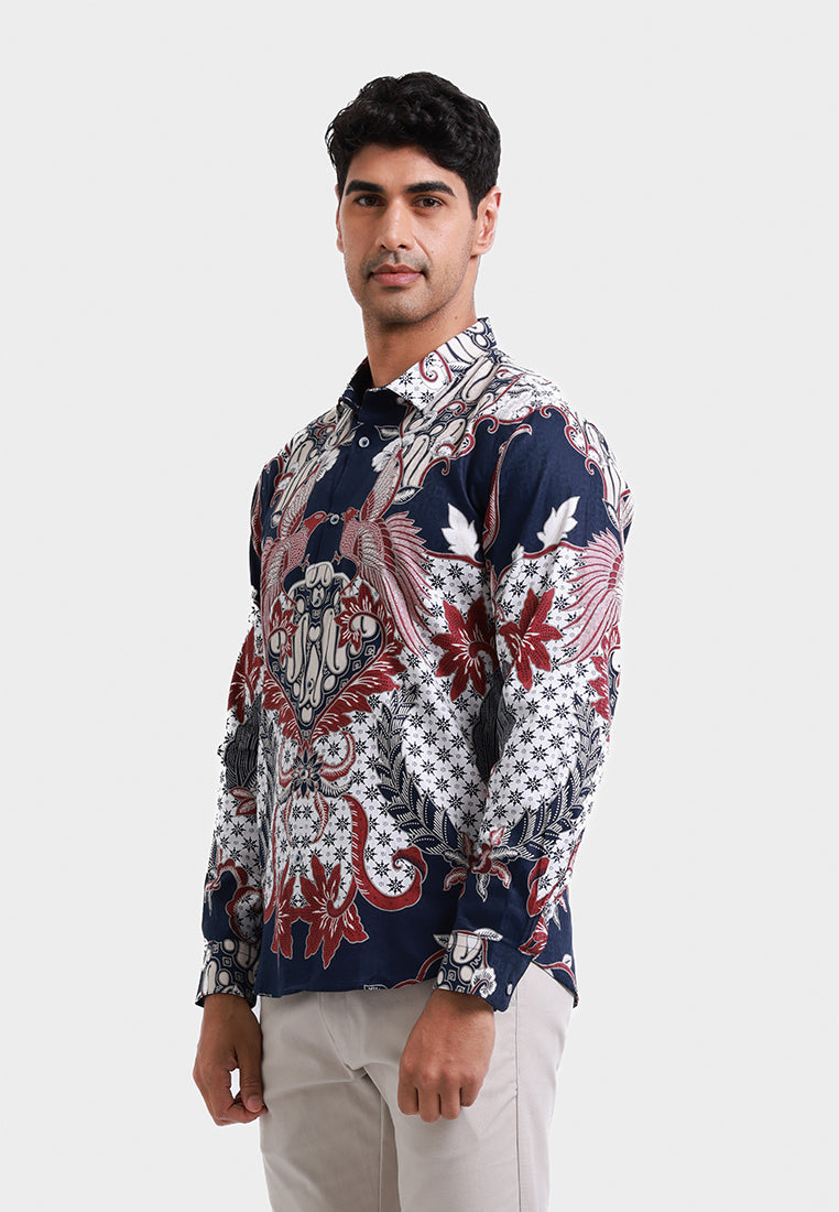 MOC Kemeja Batik Lengan Panjang Pria PANINGGARAN - NAVY