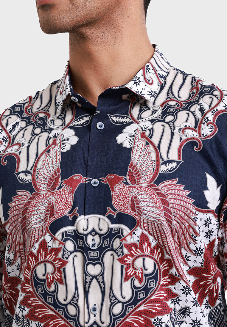 MOC Kemeja Batik Lengan Panjang Pria PANINGGARAN - NAVY
