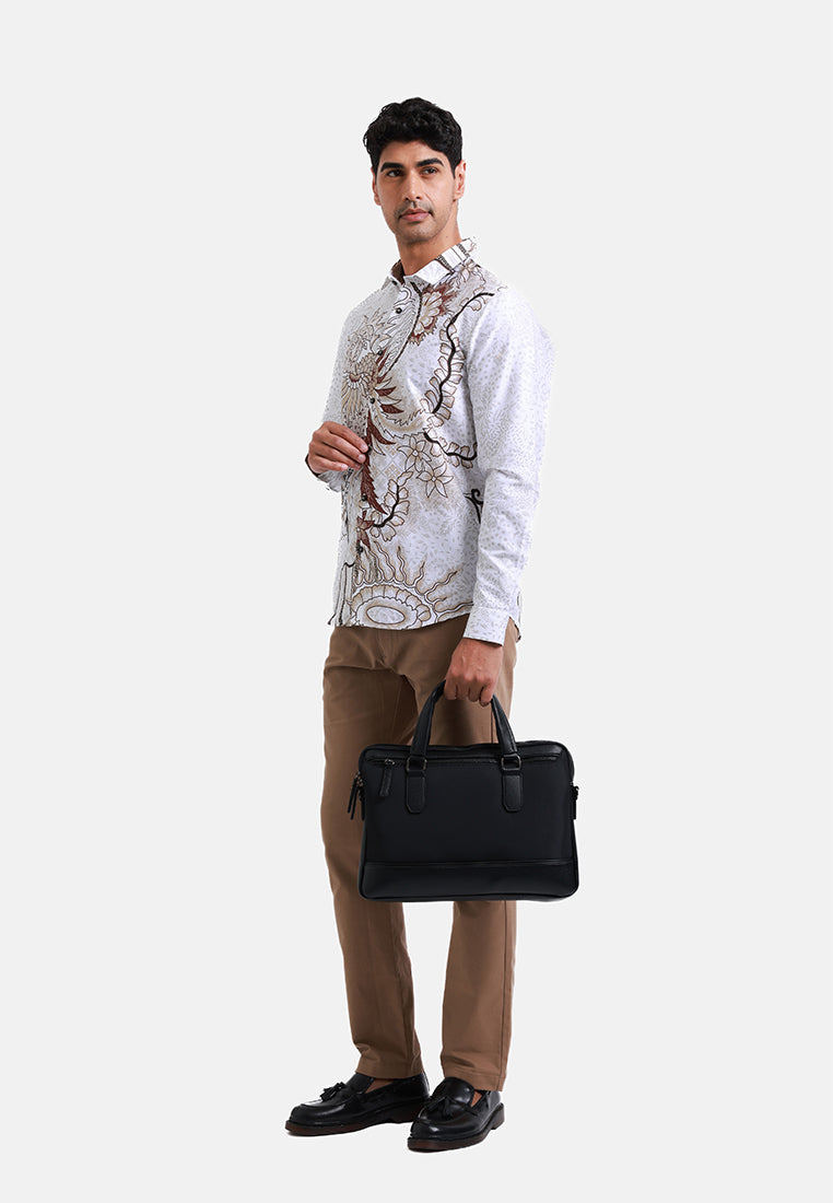 MOC Kemeja Batik Lengan Panjang Pria HALMAHERA - WHITE