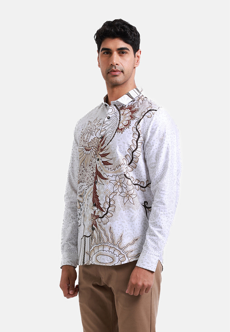 MOC Kemeja Batik Lengan Panjang Pria HALMAHERA - WHITE
