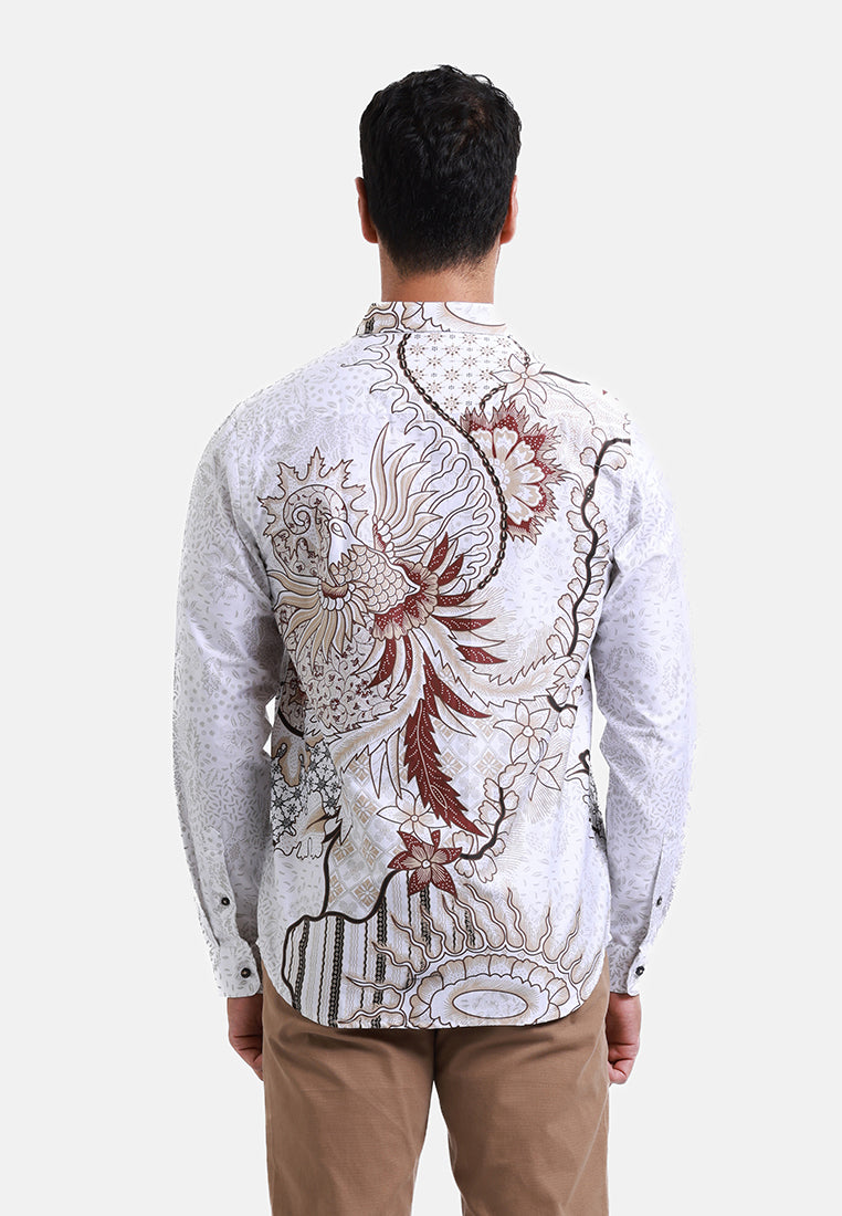 MOC Kemeja Batik Lengan Panjang Pria HALMAHERA - WHITE