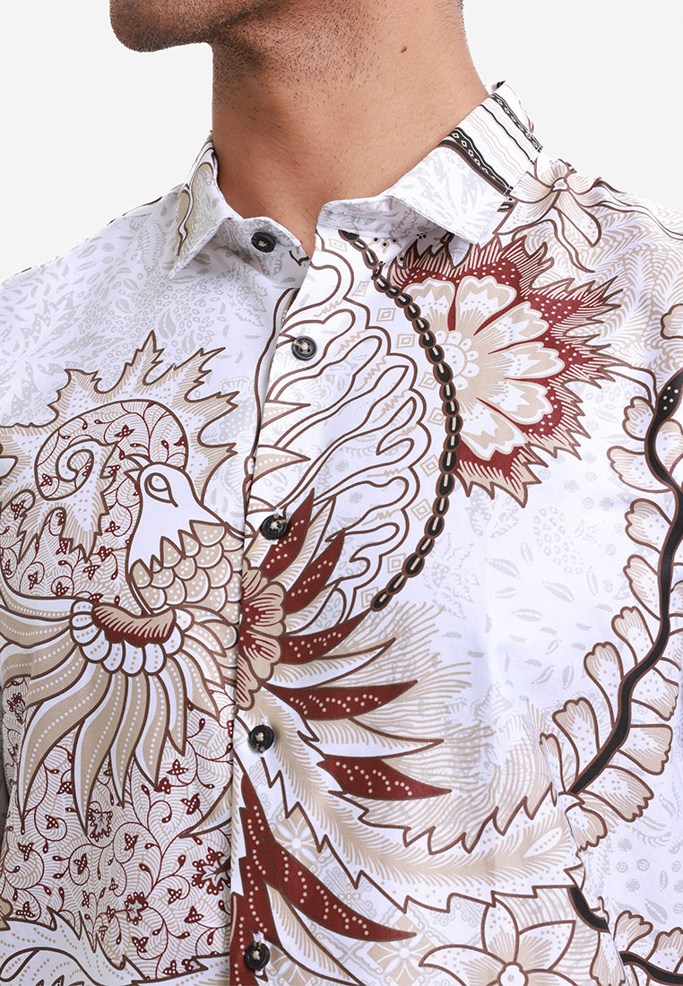 MOC Kemeja Batik Lengan Panjang Pria HALMAHERA - WHITE