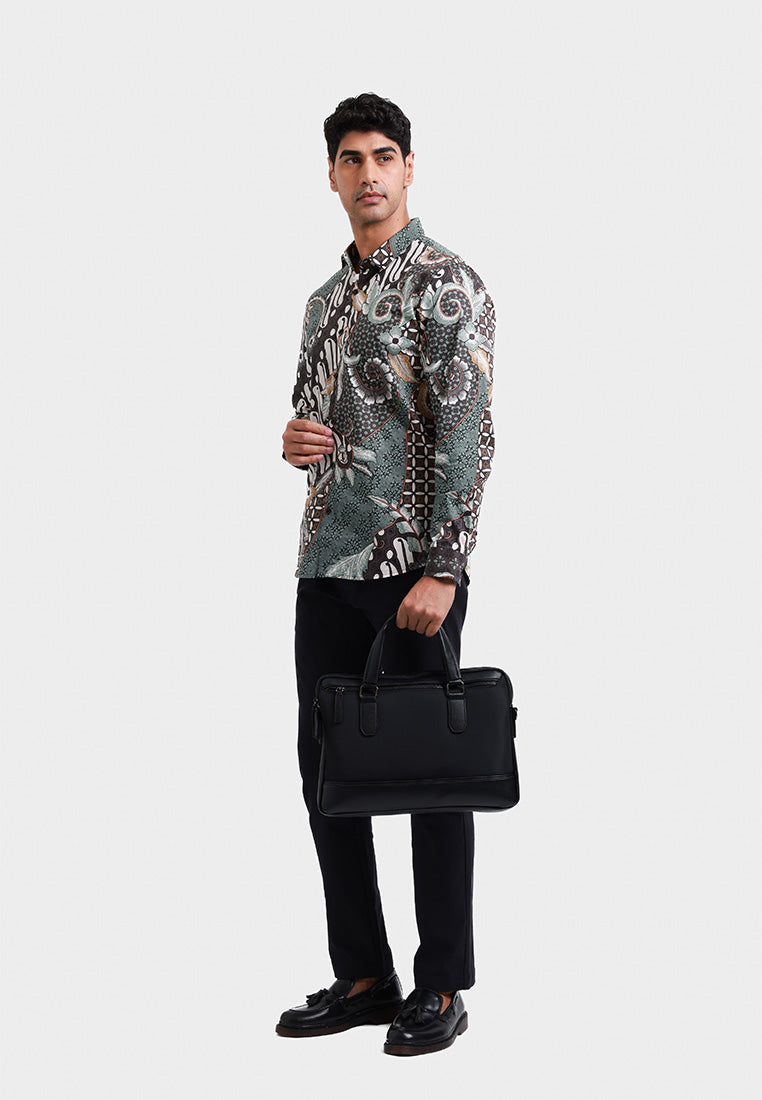 MOC Kemeja Batik Lengan Panjang Pria WIROBRAJAN - OLIVE
