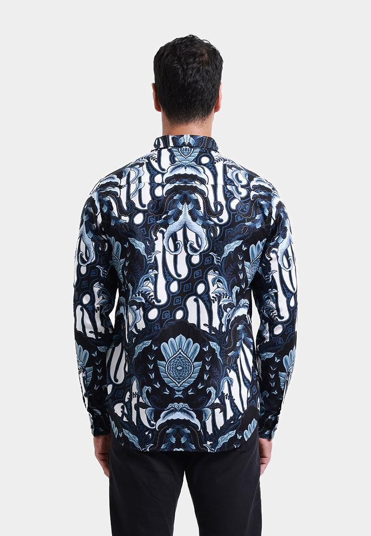 MOC Kemeja Batik Lengan Panjang Pria DHARMASRAYA - NAVY