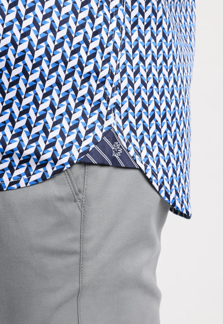 MOC - Kemeja Motif Lengan Pendek Pria Careso - Blue
