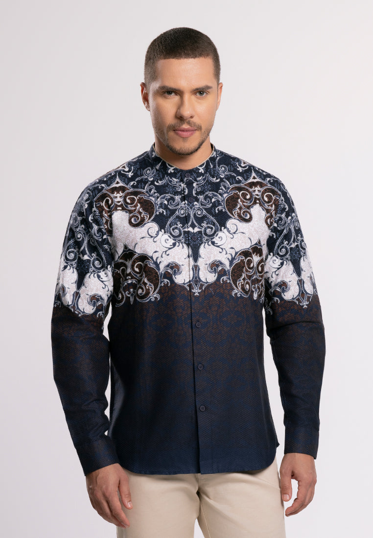 MOC Kemeja Shanghai Lengan Panjang Pria Daffa - Navy