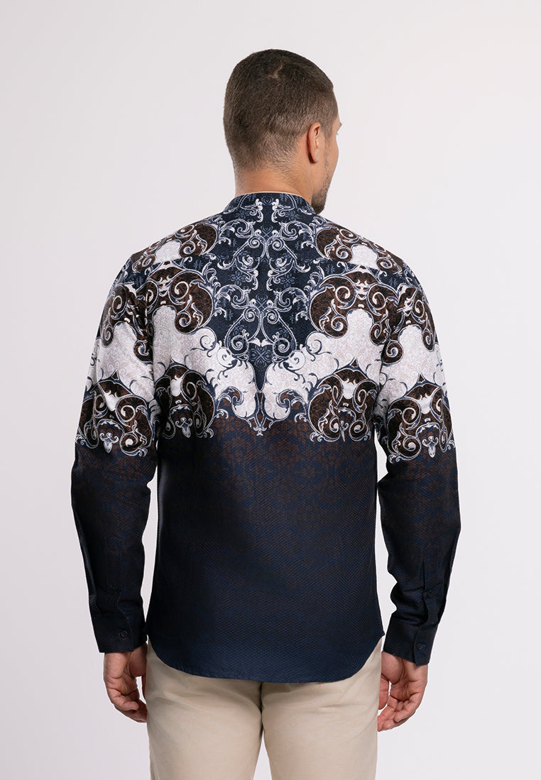 MOC Kemeja Shanghai Lengan Panjang Pria Daffa - Navy