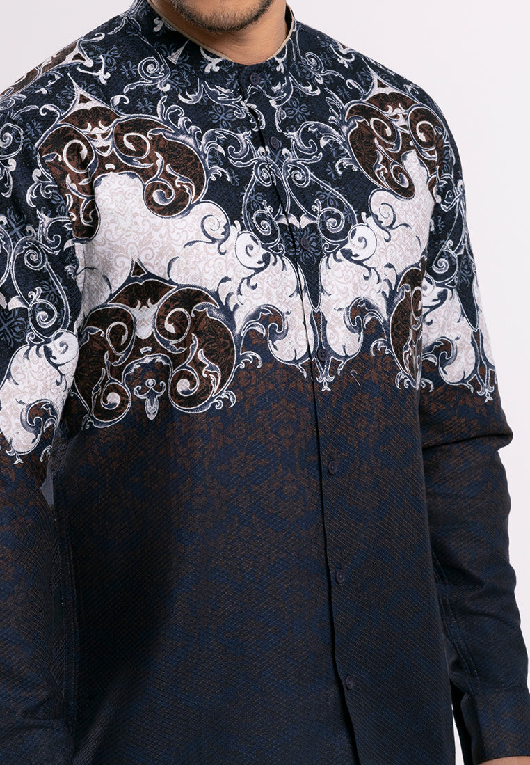 MOC Kemeja Shanghai Lengan Panjang Pria Daffa - Navy