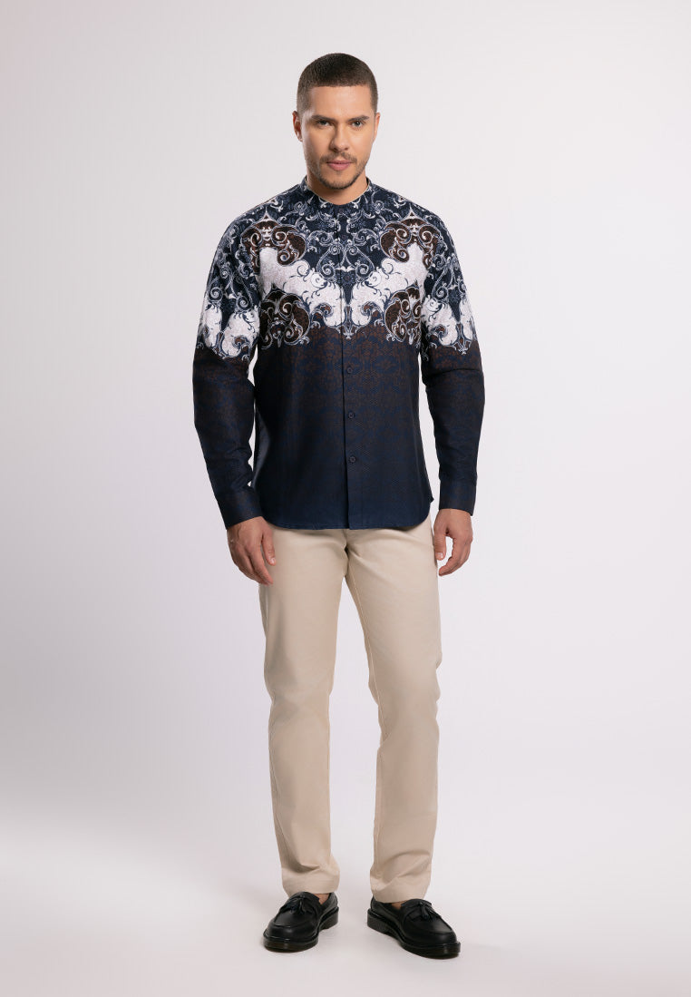 MOC Kemeja Shanghai Lengan Panjang Pria Daffa - Navy