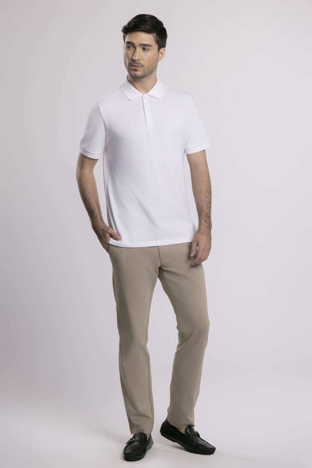 MOC - Kaos Polo Pria Lengan Pendek Dawin - White
