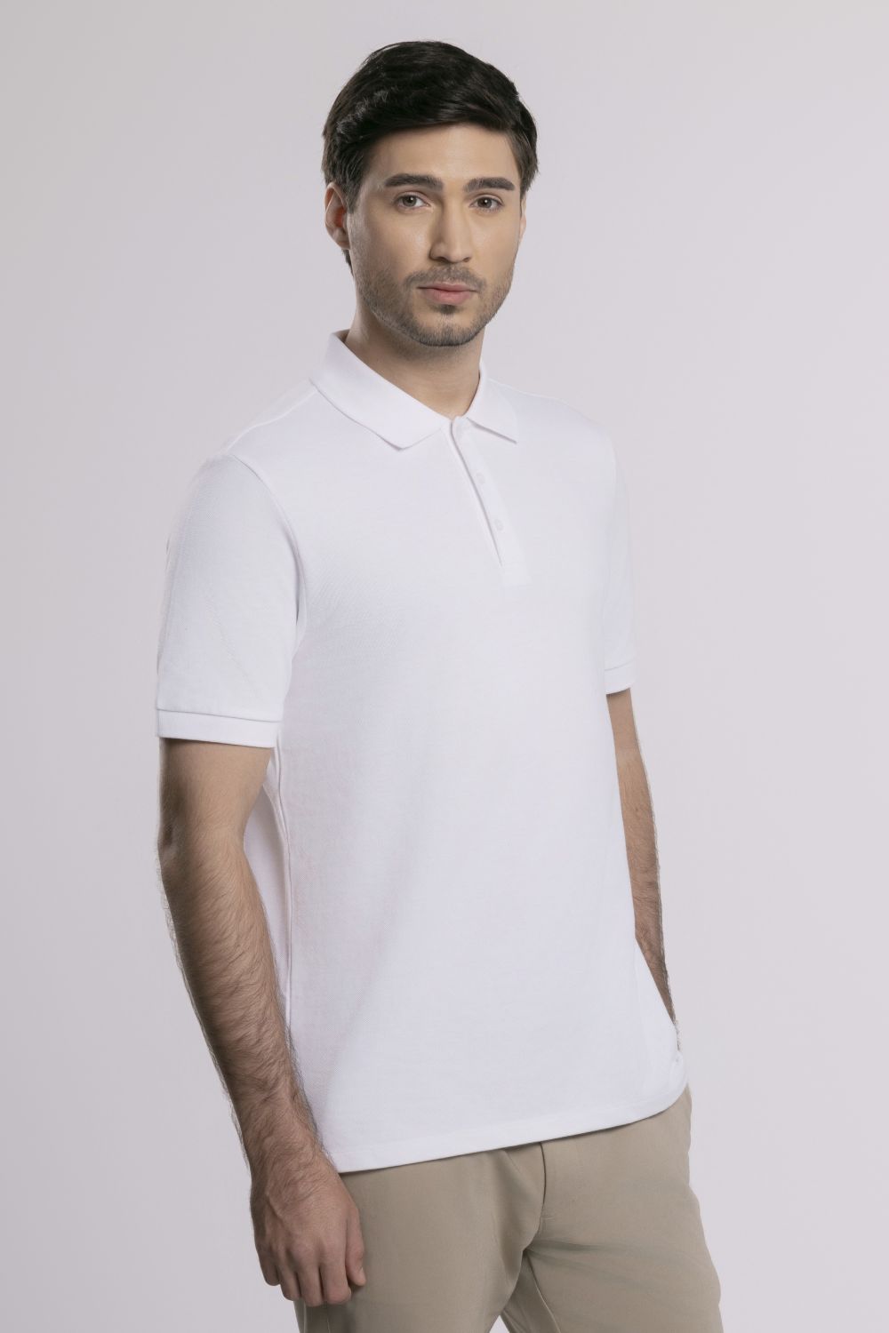 MOC - Kaos Polo Pria Lengan Pendek Dawin - White