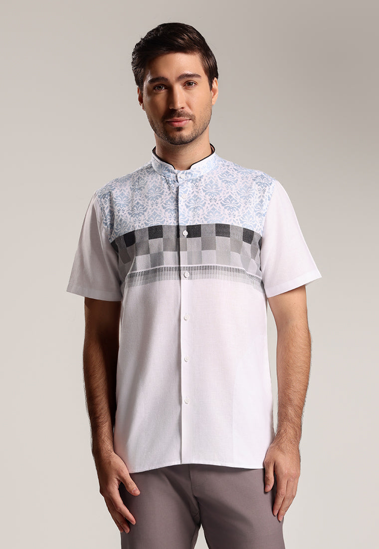 MOC Kemeja Koko Lengan Pendek Pria Dubai - White