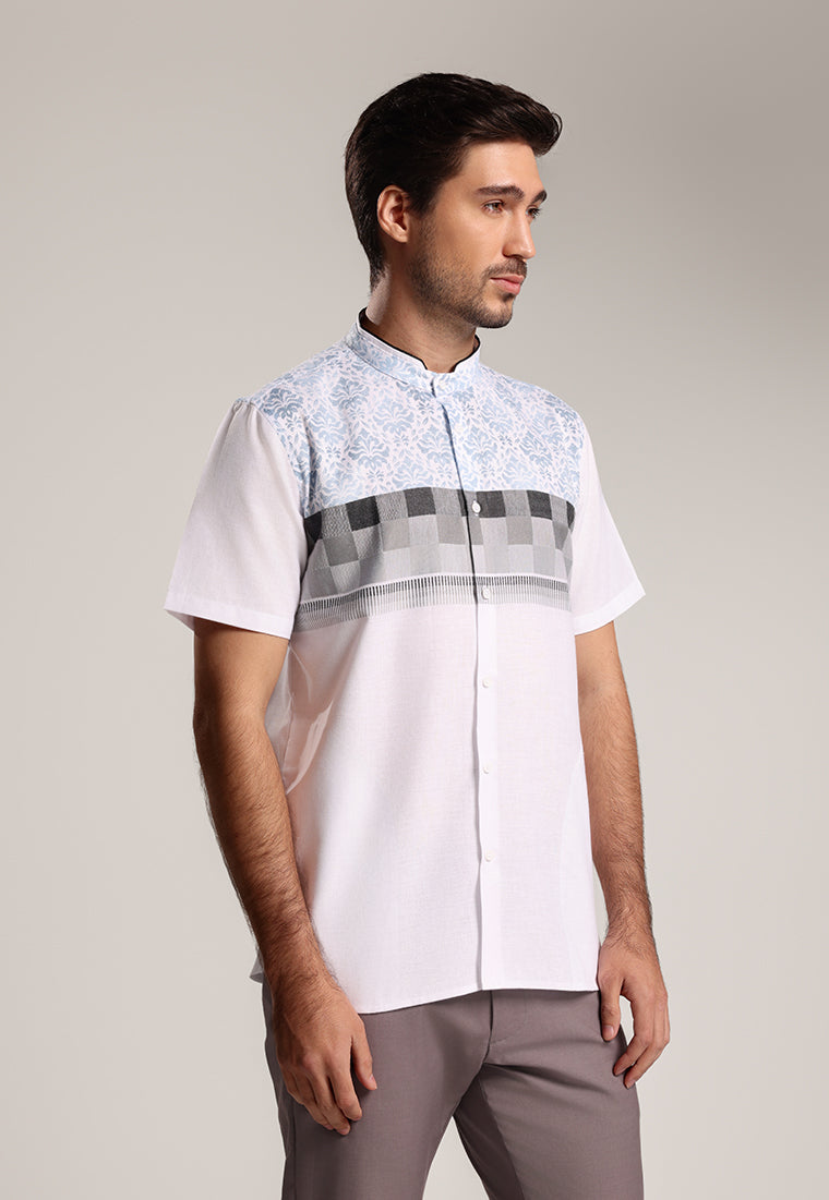 MOC Kemeja Koko Lengan Pendek Pria Dubai - White