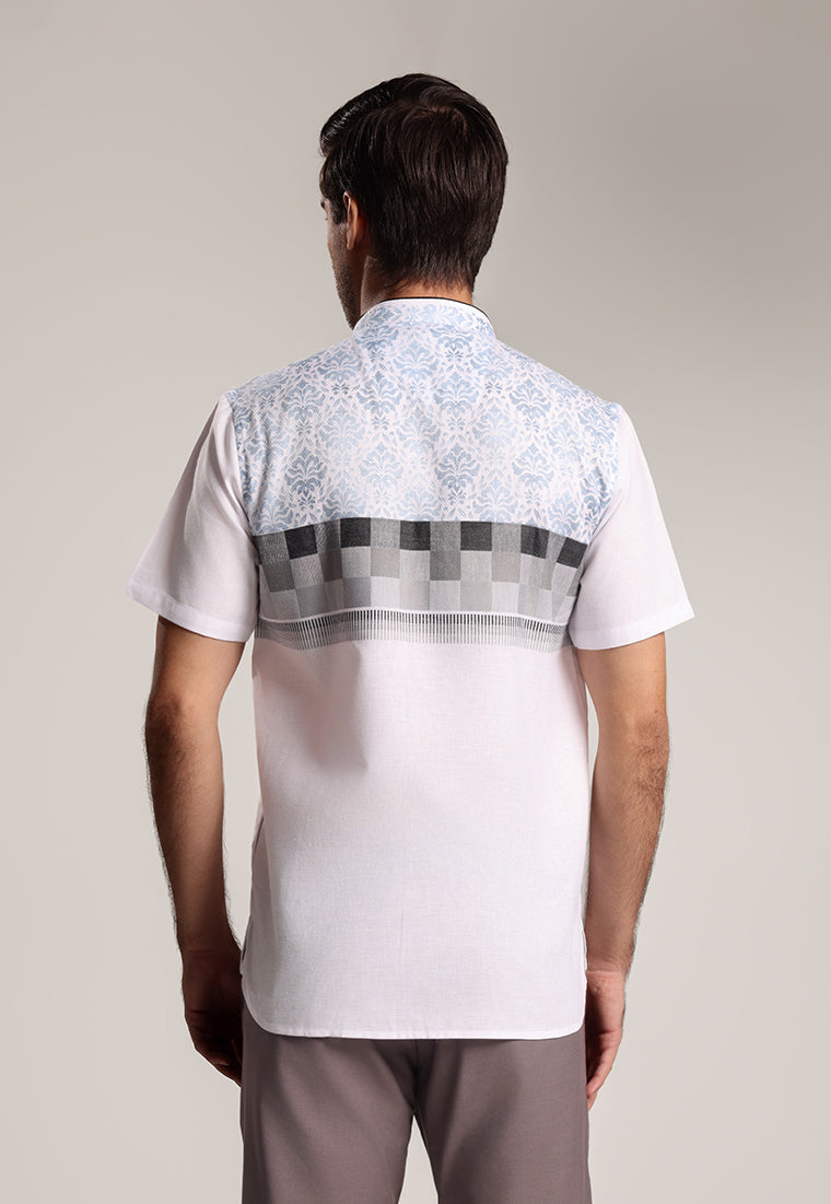 MOC Kemeja Koko Lengan Pendek Pria Dubai - White