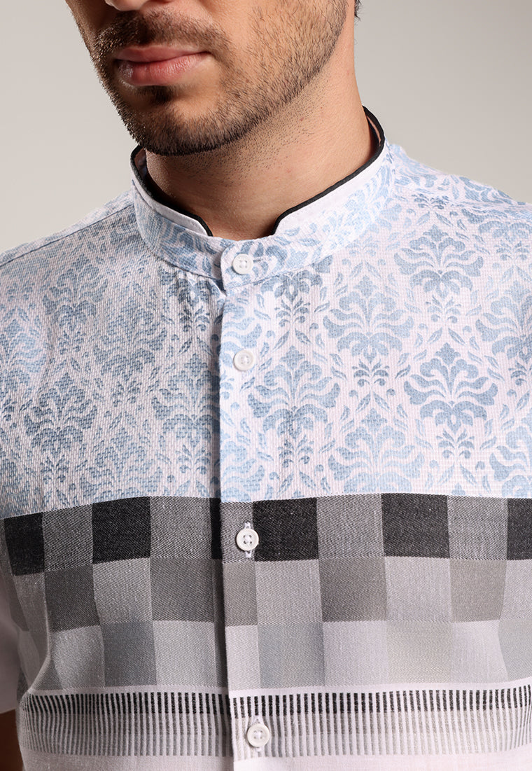 MOC Kemeja Koko Lengan Pendek Pria Dubai - White