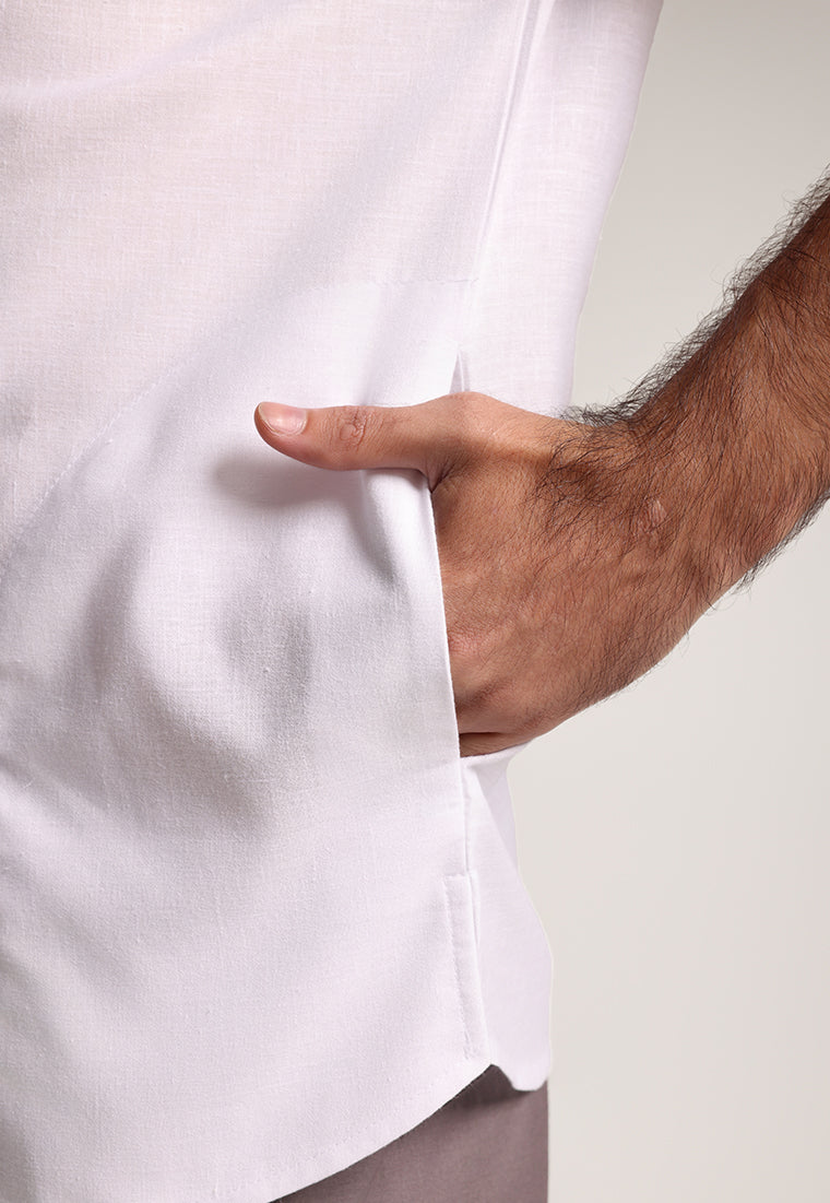 MOC Kemeja Koko Lengan Pendek Pria Dubai - White