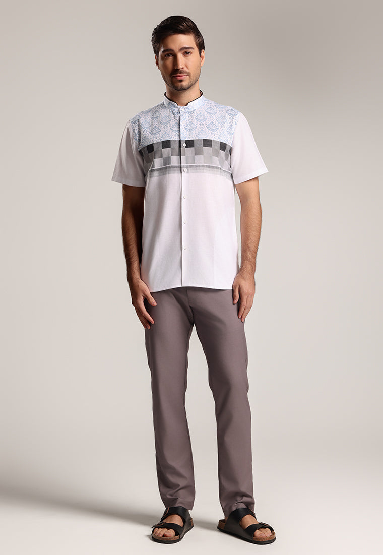 MOC Kemeja Koko Lengan Pendek Pria Dubai - White