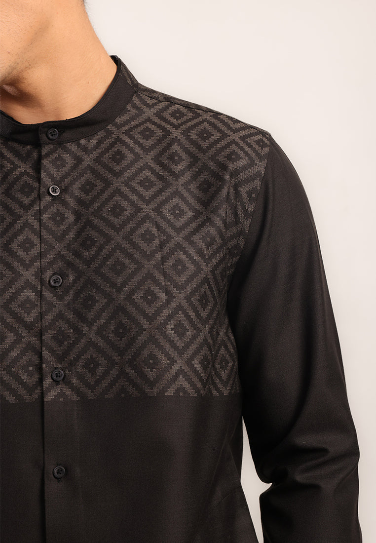 MOC Kemeja Koko Lengan Panjang Pria Fahri - Black