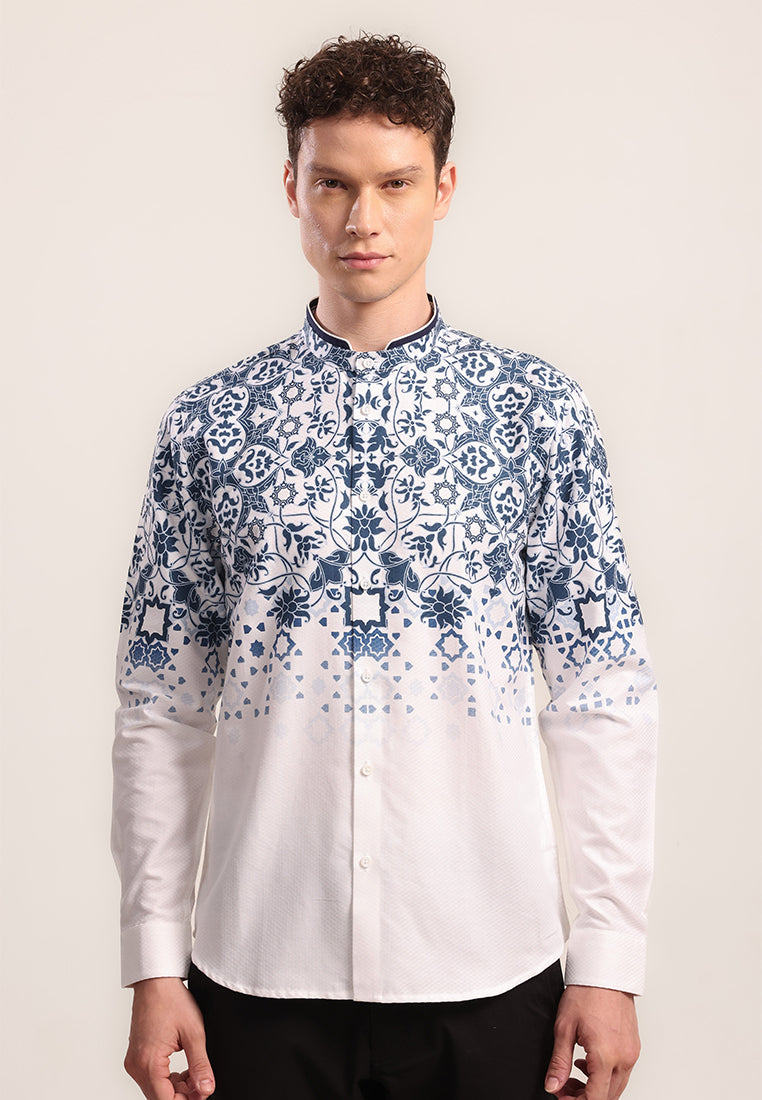 MOC - Kemeja Shanghai Lengan Panjang Pria Farhan - Blue