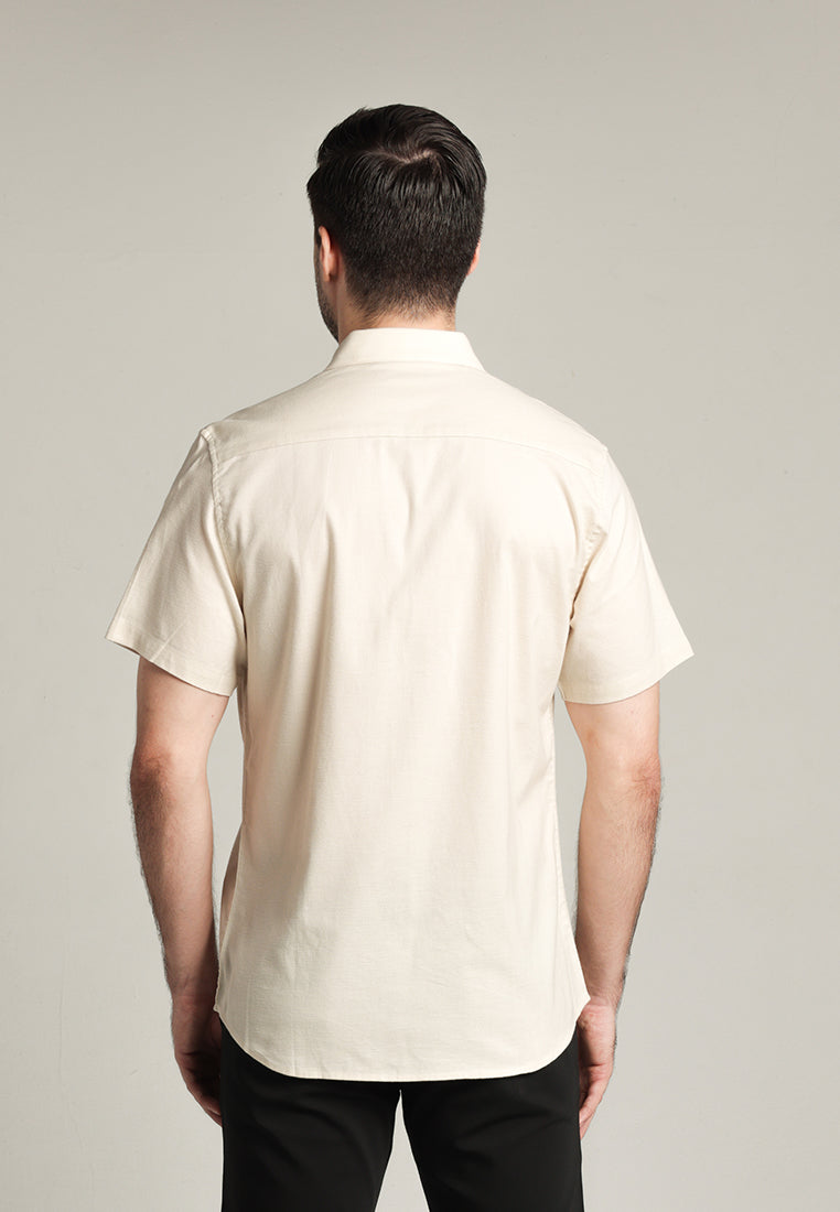 MOC Kemeja Lengan Pendek Pria Flyn - Light Beige