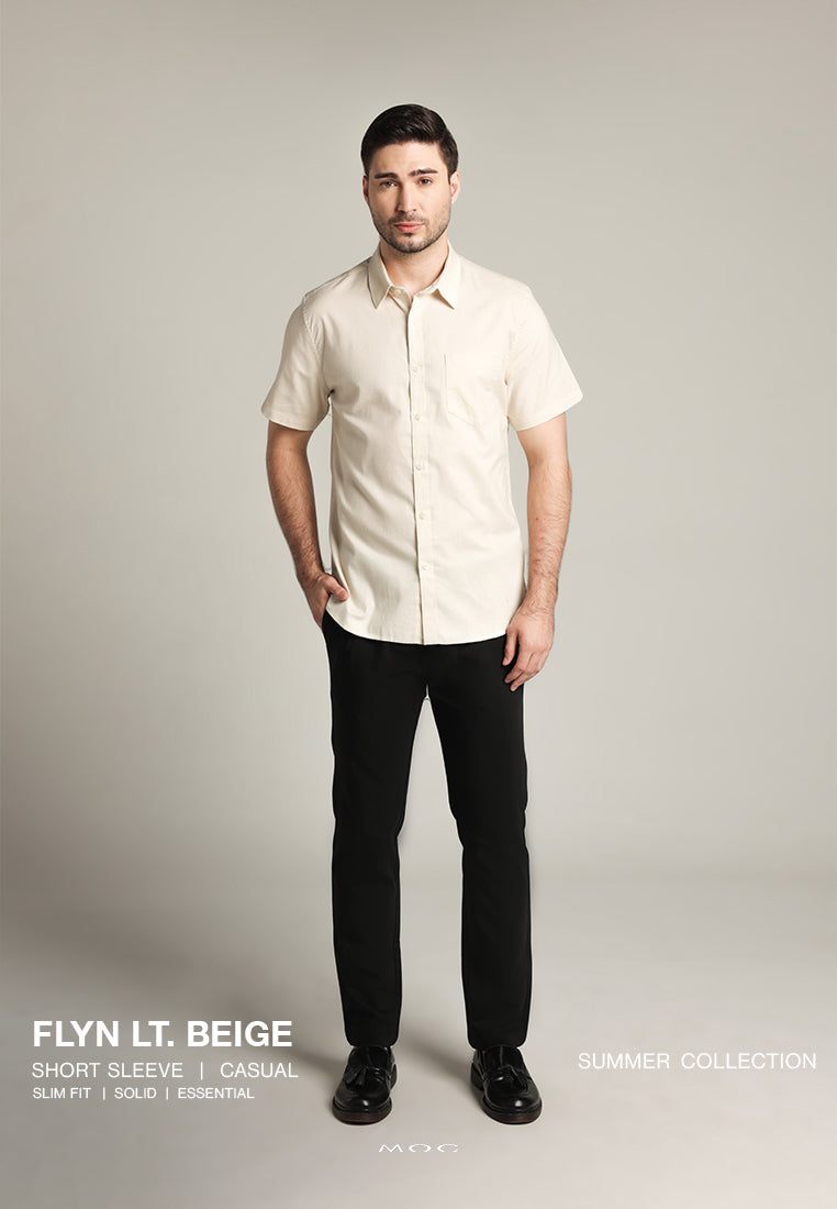 MOC Kemeja Lengan Pendek Pria Flyn - Light Beige