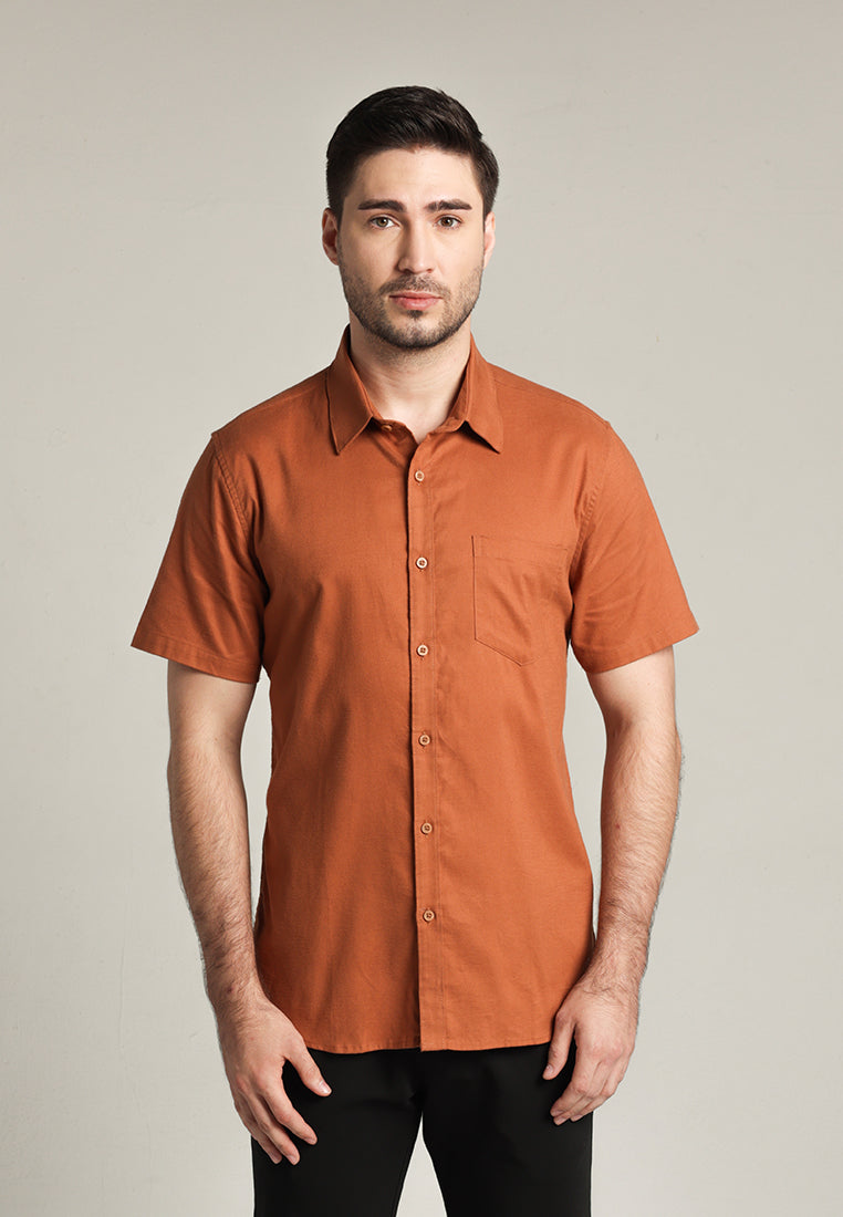 MOC Kemeja Lengan Pendek Pria Flyn - Brown