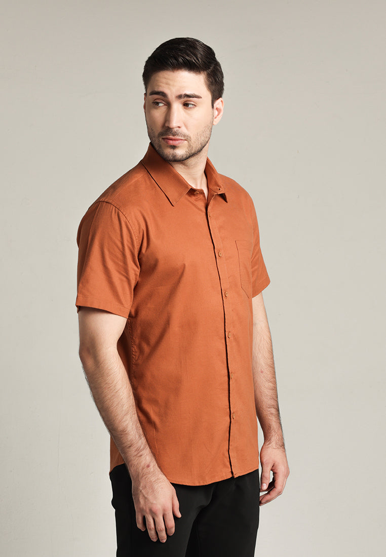 MOC Kemeja Lengan Pendek Pria Flyn - Brown