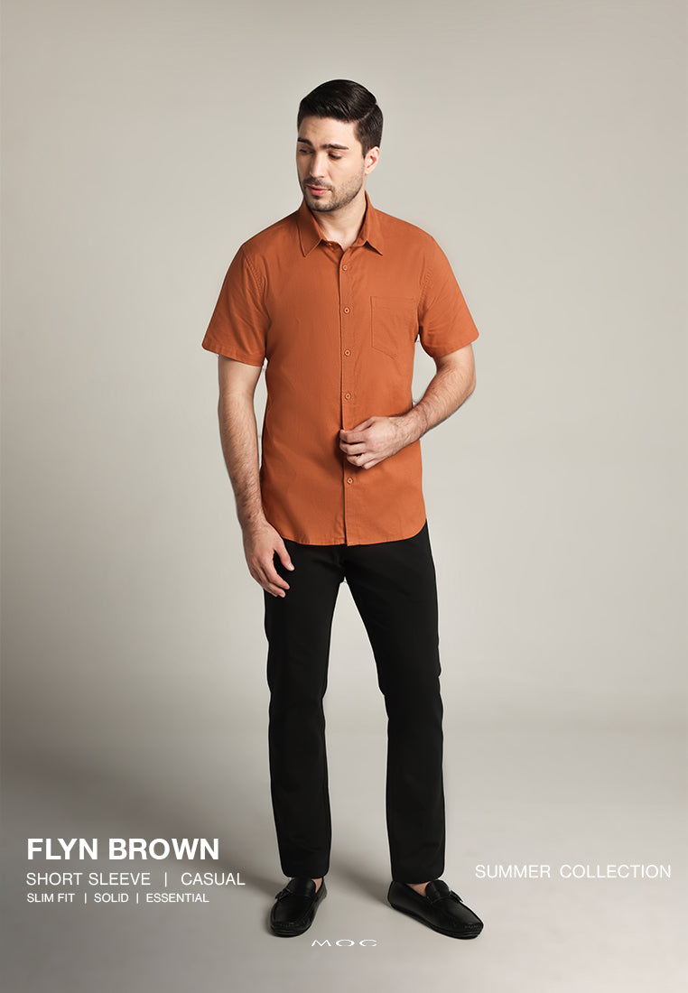 MOC Kemeja Lengan Pendek Pria Flyn - Brown