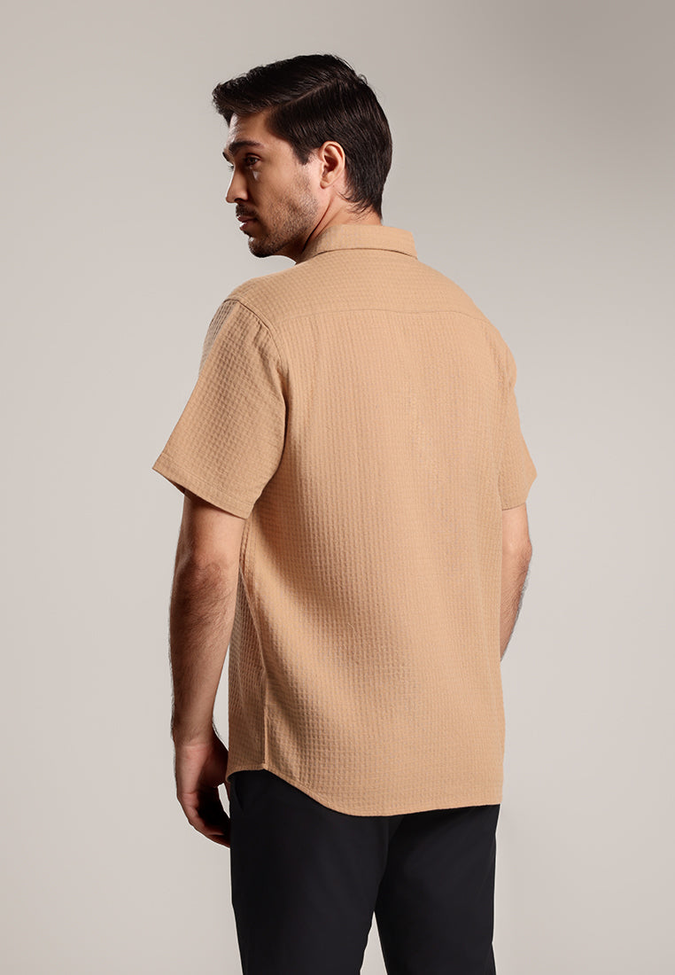 MOC - Kemeja Knit Pria Lengan Pendek Gabriel - Beige