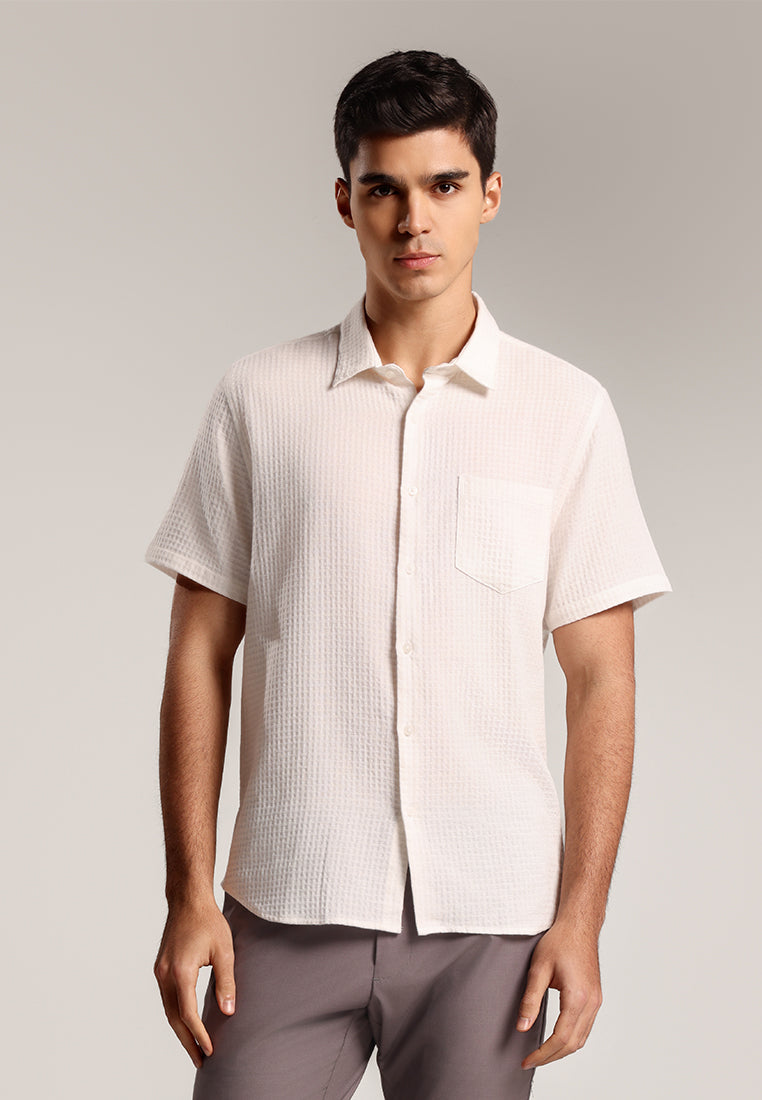MOC - Kemeja Knit Pria Lengan Pendek Gabriel - White