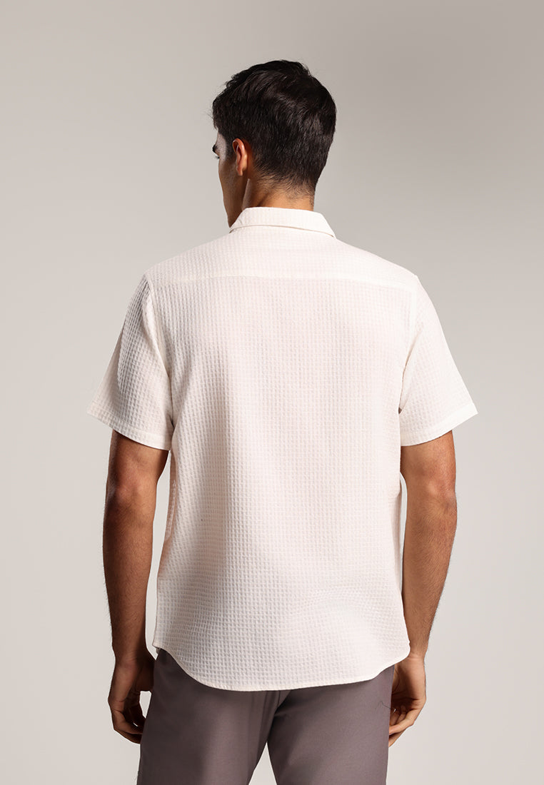 MOC - Kemeja Knit Pria Lengan Pendek Gabriel - White